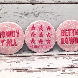 Cowgirl Bachelorette Buttons | Last Rodeo Disco Cowgirl Pins | Nashville Bach Bachelorette Outfit Accessories image 4