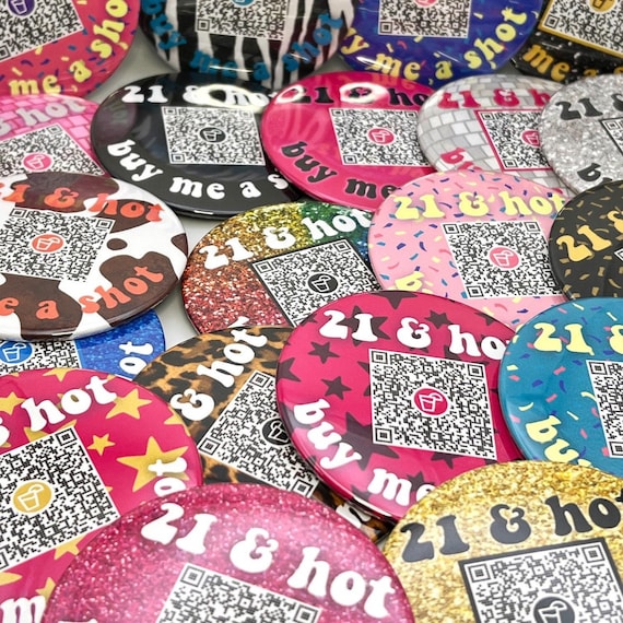 QR Code Sign Button | 21 Birthday Gift | Hello Twenty One | Buy Me a Drink | QR Payment Sign | Happy 21st