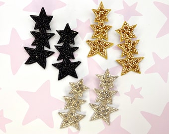 Star Earrings || Celestial Jewelry Earrings Space Dangle Star Earrings Gold Silver Star Black Earrings Dangle Star Jewelry Star Drop Long