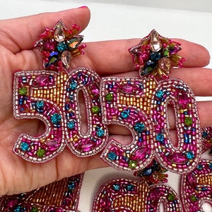 50 Birthday Earrings | Milestone Birthday Birthday Girl Age Earrings Fiftieth Birthday 50th Birthday 50th Anniversary Fifty Fabulous