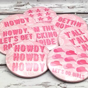 Cowgirl Bachelorette Buttons | Last Rodeo Disco Cowgirl Pins | Nashville Bach Bachelorette Outfit Accessories image 2