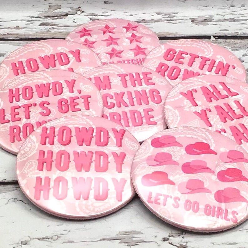 Cowgirl Bachelorette Buttons | Last Rodeo Disco Cowgirl Pins | Nashville Bach Bachelorette Outfit Accessories image 2
