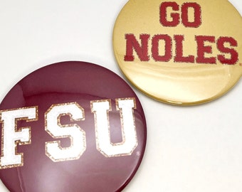 FSU Florida State University Official Licensed Button || Seminoles Noles Mom Tailgate Football Gameday Gifts FSU Pin Garnet and Gold Spirit