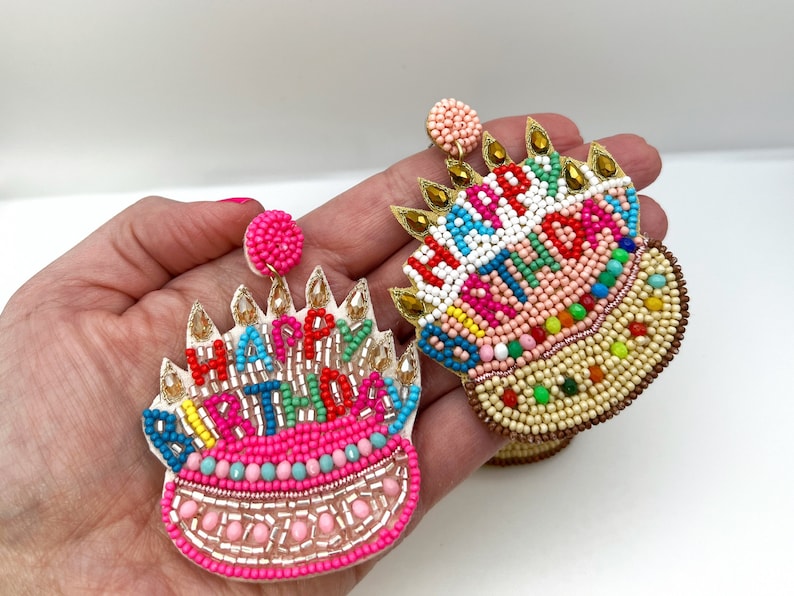Happy Birthday Earrings Birthday Cake Earrings My Birthday Etsy