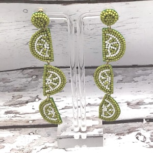 Lime Dangle Earrings | Fruit Slice Earrings, Citrus Jewelry, Lime Green Earrings, Summer Earrings, Food Earrings, Fun Fruit Jewelry