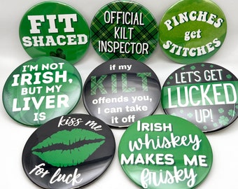 St Patricks Day Buttons Lets Get Lucked Up Kiss Me Im Irish St Pattys Day Lucky In Love Clover Design Shenanigan Shamrocks Luck Of The Irish