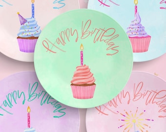 Personalized Birthday Plate | Reusable Cupcake Celebration Plate