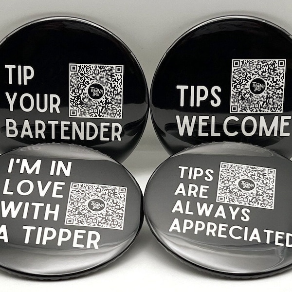 Tips QR Code Button qr codes tip sign tip jar payment method sign virtual tip jar tip your bartender venmo sign tipping qr code