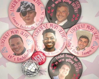 Grooms Face Bachelorette Buttons | Team Bride | I Do Crew Bach Party Favor | Custom Bachelorette Buttons