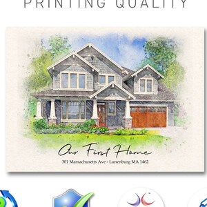 Customized First Home Portrait, New Home Gift, Housewarming Gift, Realtor Closing Gift, Photo Into House Illustration, House Decoration