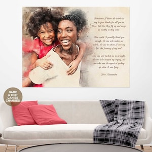 Custom Sayings, Quote and Poem on Canvas, Personalized Wall Art Canvas Print from Photo with Text, Special Mother's Day Gift, Gift For Mom