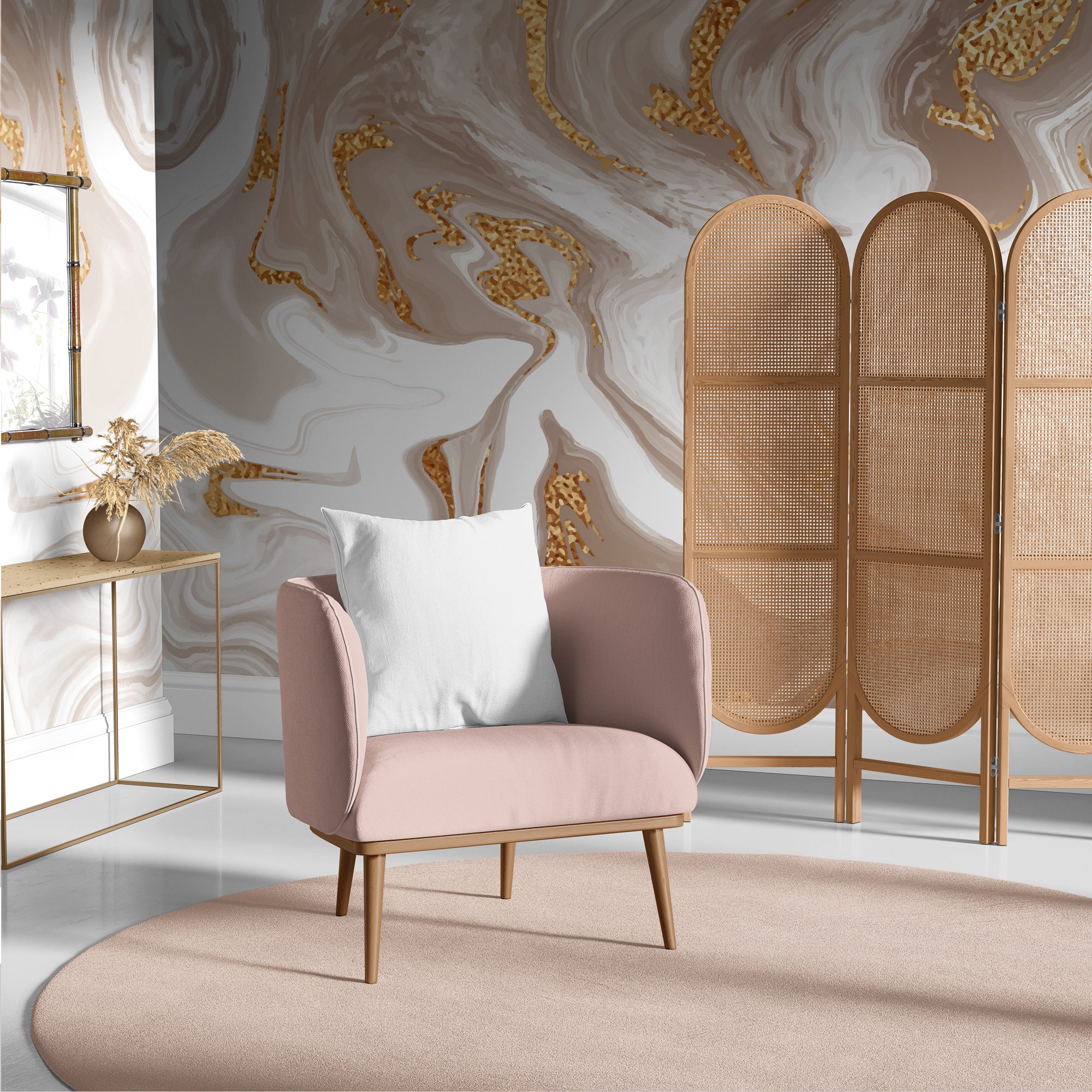 The Design Library  Vasari Marble CreamGold Wallpaper  529425   WonderWall by Nobletts