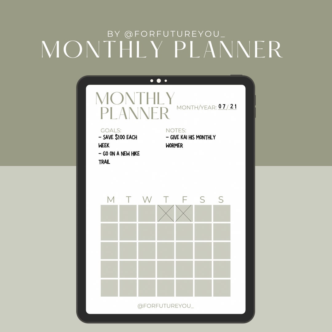 Digital Monthly Planner Printable Downloadable & Editable Etsy