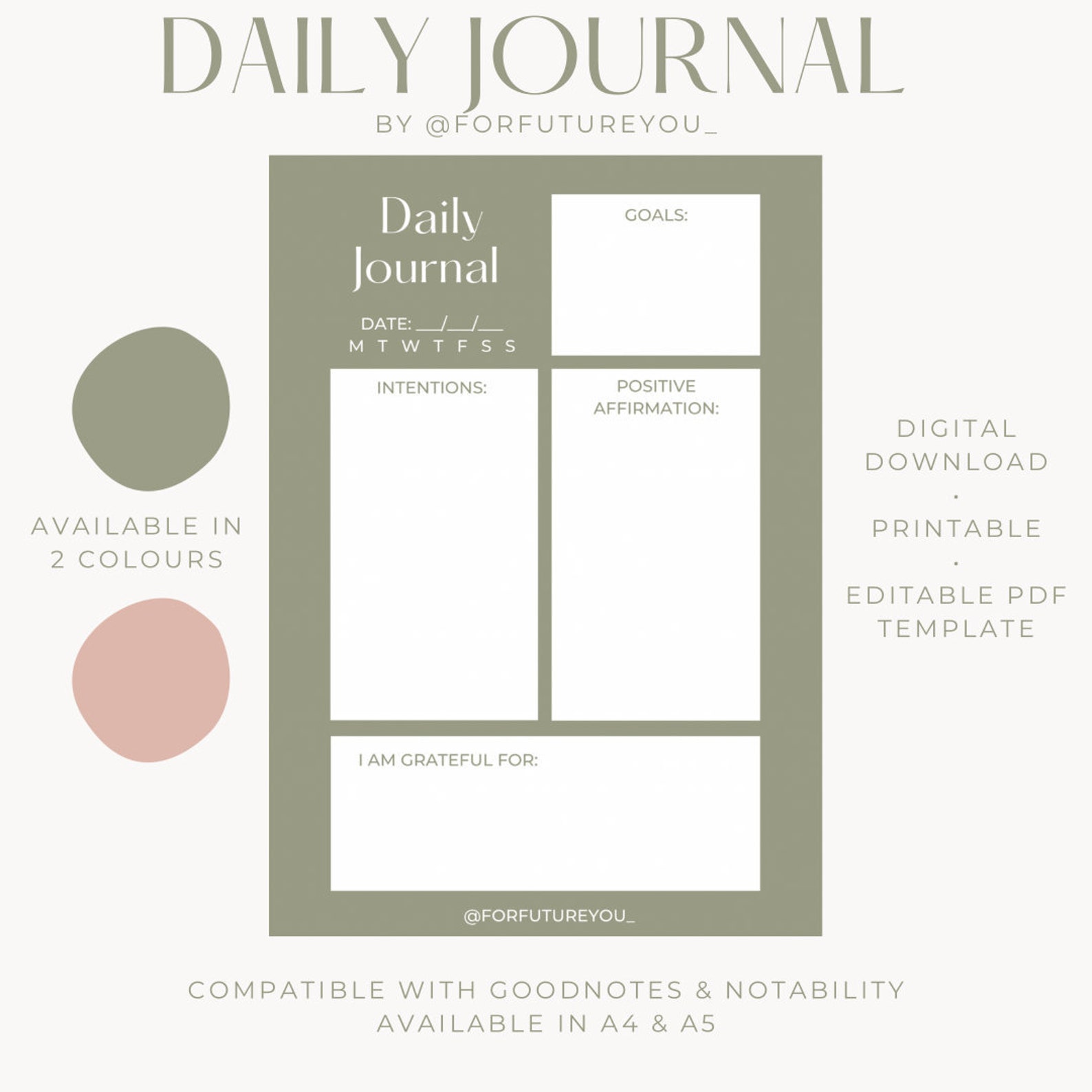 Digital Daily Journal Printable Downloadable & Editable PDF Etsy Digital Daily Journal Printable Downloadable & Editable PDF Etsy