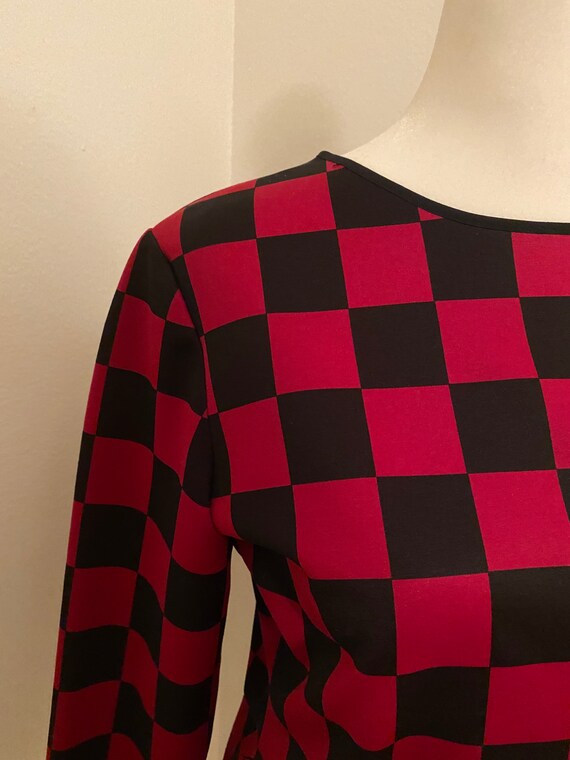 Burgundy and black checkered top. Two-tone blouse… - image 3