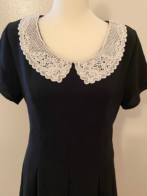 Vintage Laced Peter Pan collar Black mini dress. … - image 8