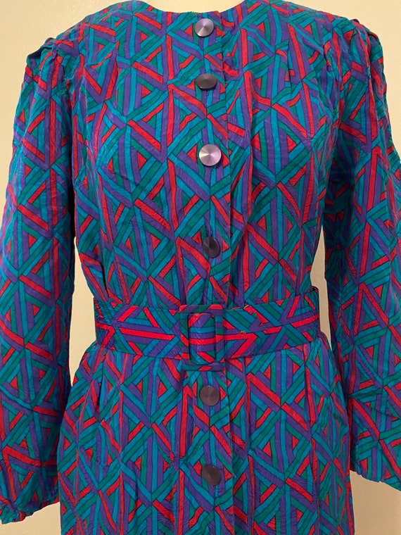 Vibrant geometric vintage print dress