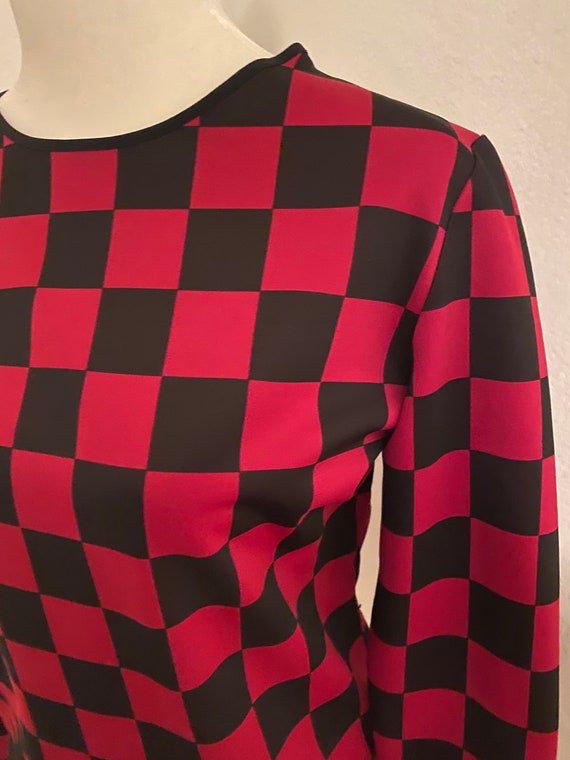 Burgundy and black checkered top. Two-tone blouse… - image 2