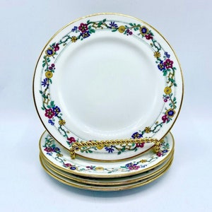 Antique Limoges Bread / Dessert Plates Set of 4 - c.1920s Charles Ahrenfeldt Porcelain Made in France - Elegant Tableware / French Country