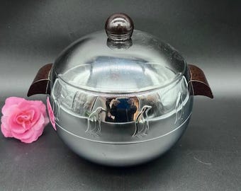 Vintage Westbend "Penguin" Cold / Hot Server c.1950s Chrome and Bakelite Ice Bucket / Food Warmer - Mid Century Eclectic Barware Made in USA
