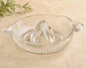 Vintage Glass Citrus Juicer / Reamer: Anchor Hocking Style Depression Glass Lemon Squeezer