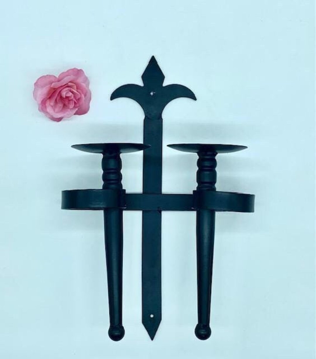 Nuptio Vintage Wrought Iron Pillar Candle Holders - Set Of 2, Moroccan Style Hurricane Candle Stands For Mantle, Table & Wedding Decor