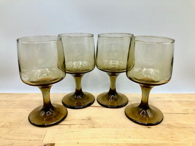 Vintage gorham crystal small wine glasses accent brown smoky MCM 70s g –  Cute Little Ruin Vintage