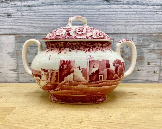 1920s Ironstone Sugar Bowl With Lid Antique Wood & Sons Castle Pattern ...