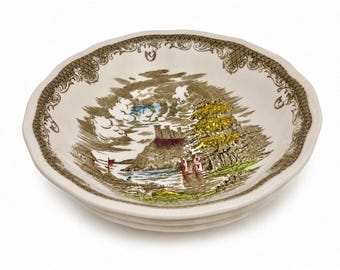 Set of 4 Vintage Ironstone Soup Bowls c.1960s: Kensington Potteries Shakespeare's Sonnets -  English Cottage / Farmhouse