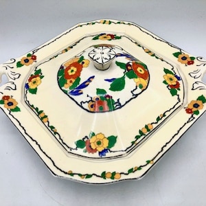 Vintage Art Deco Footed Vegetable Dish with Lid  c1930s W.H. Grindley And Co  Made in England  - English/French Cottage - Holiday Tableware