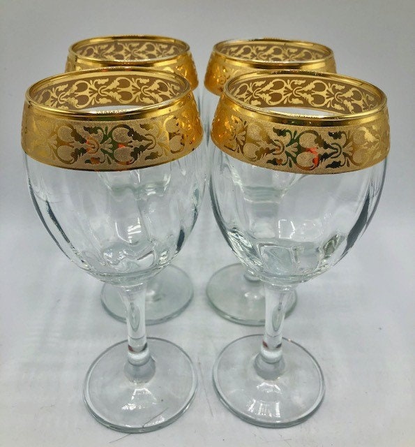 Set of 4 Italian Wine Glasses Vintage 1980s Cristalleria Etsy