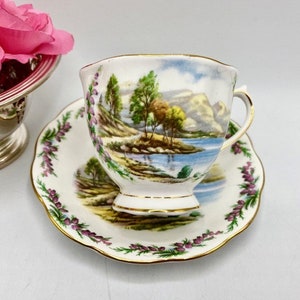 Vintage Royal Albert Bone China Tea Cup and Saucer 1950s Traditional British Songs Series - Road to the Isles Made in England  Gift Idea