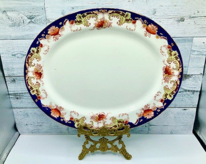 Antique Porcelain Platter Rare 1910s & Stonier Repton Pattern Large 16 Staffordshire