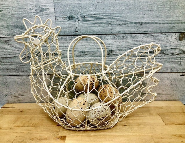 Vintage Chicken Wire Egg Basket, Primitive Farmhouse Metal Basket, Egg  Collecting Basket, 8” Tall, 6 1/2” Wide, 9” Long … BIG CHICKEN!