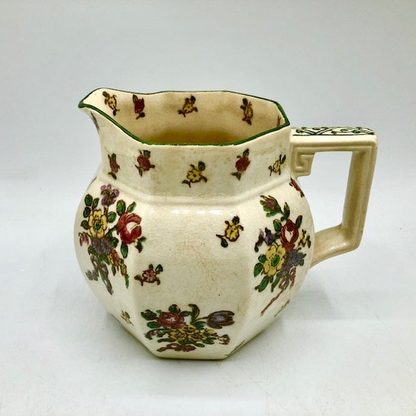 1920s Antique Pitcher Royal Doulton Old Leeds Spray Multi-Floral Jug  Staffordshire England