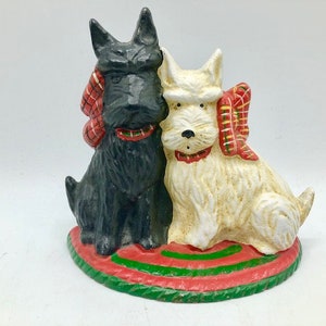 1970s Door Stop Vintage Cast Iron Scottie And Westie Terrier Dogs  Midwest Importers