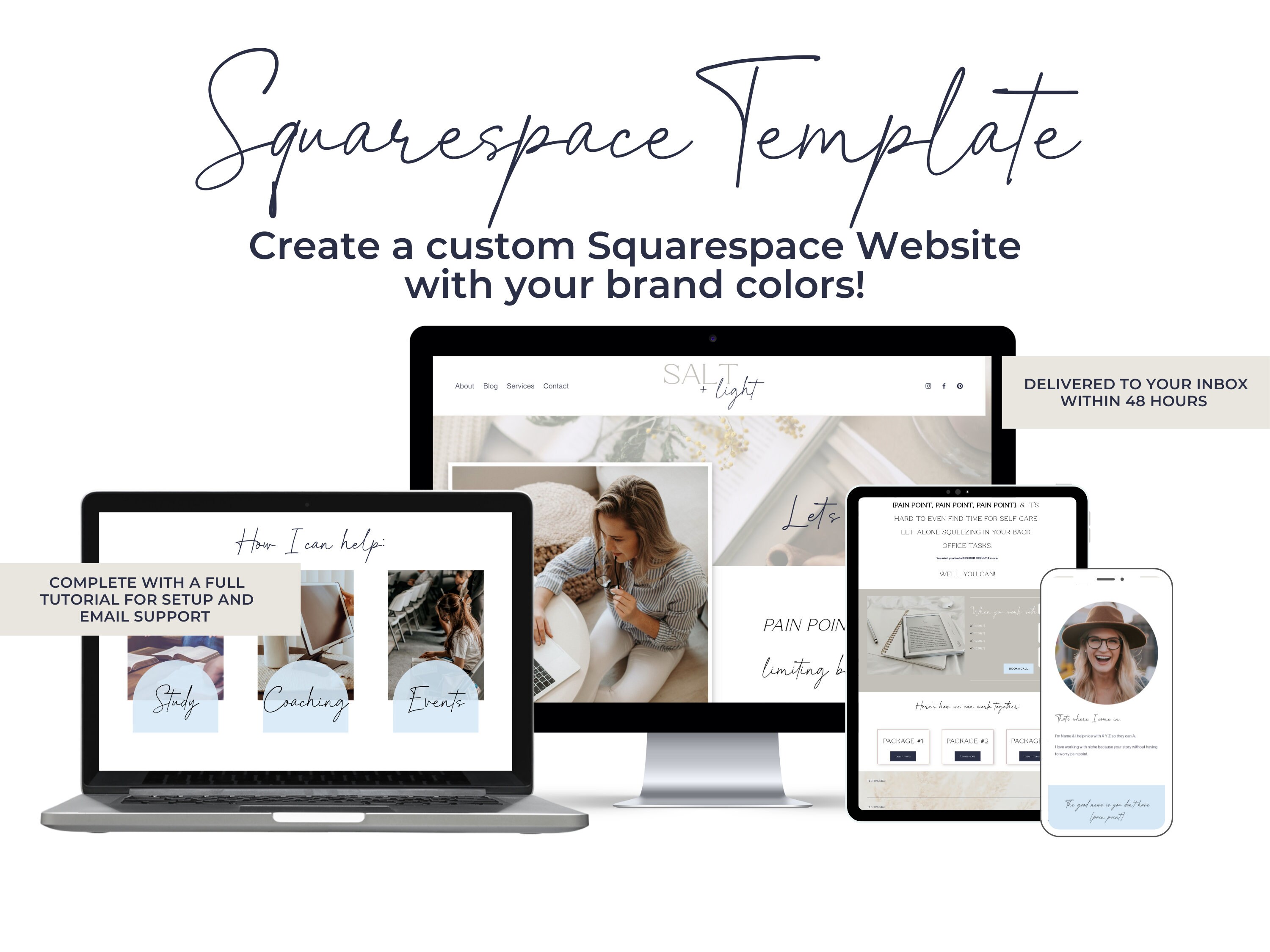 Squarespace Website Design Template Salt Light Christian - Etsy