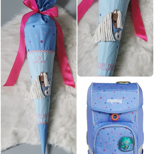 Ergobag, Bärzaubernd school bag, sugar bag, school child 2024, handmade on request, personalized, new, 70 cm, 85 cm, horse