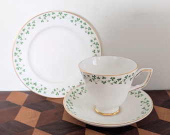 Royal Tara Shamrock 3-pc Teacup, Saucer & Bread Plate Bone China Made in Ireland