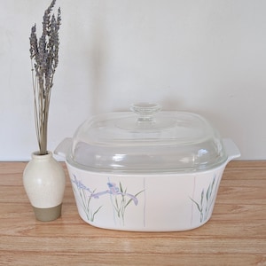 CorningWare Vintage Shadow Iris 5 Liter Casserole Dish A-5-B w/PYREX Dome Lid A12C