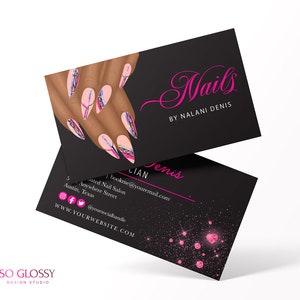 EDITABLE Business Card, Nail Artist Business Card, Beauty Business, Nail Salon, Nail Tech, Printable, Template, Corjl