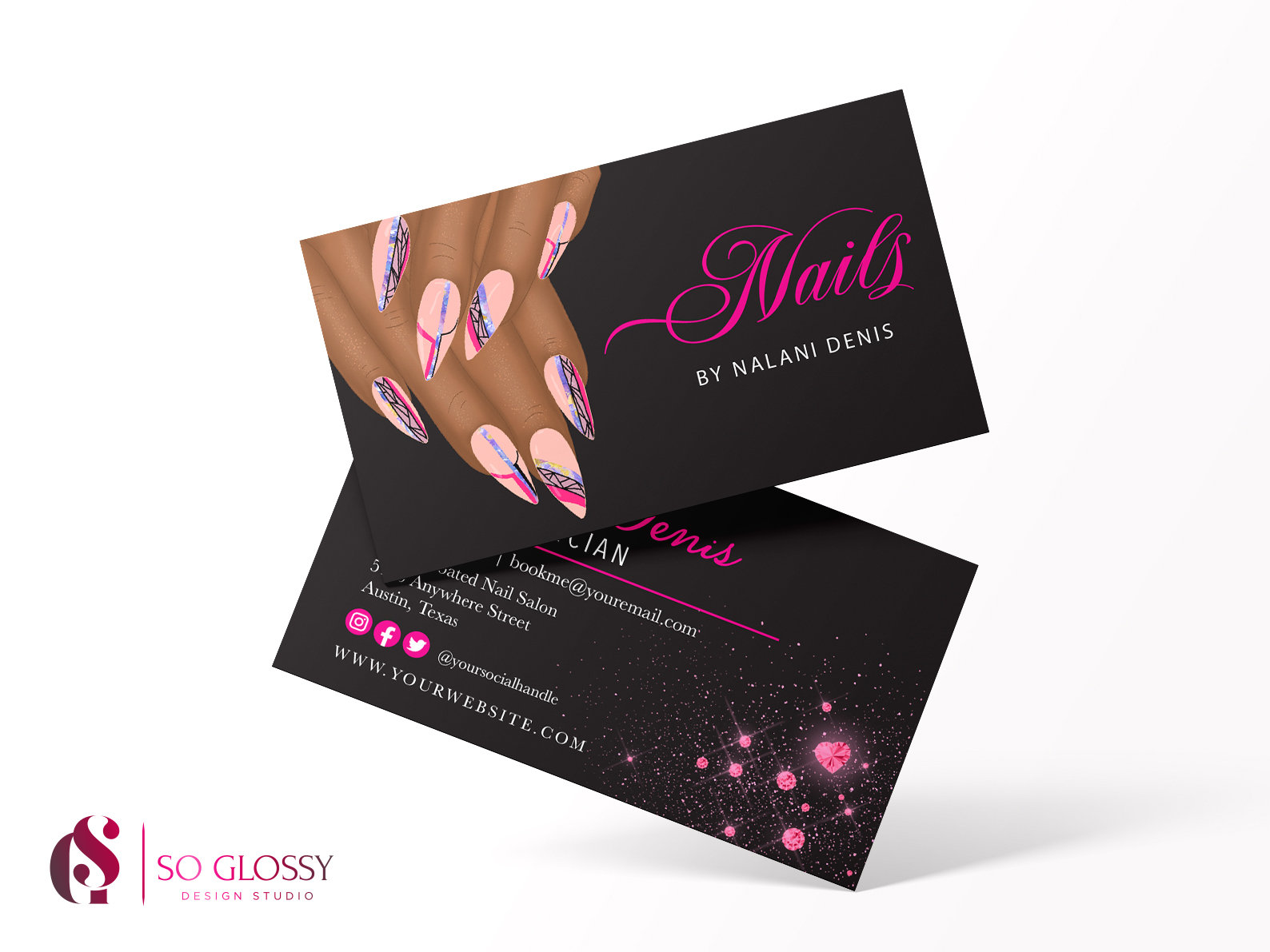 EDITABLE Business Card, Nail Artist Business Card, Beauty Business