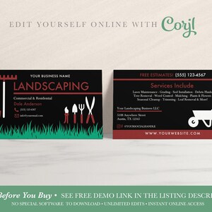 EDITABLE Business Card, Lawn Care Business Card, Landscaping, Yard Work, Lawn Service, Grass Cutting, DIY Printable, Template, Corjl