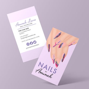 EDITABLE Business Card, Nail Artist Business Card, Beauty Business, Nail Salon, Nail Tech, Printable, Template, Corjl