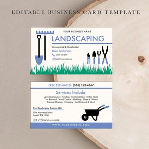 EDITABLE Business Card, Lawn Care Business Card, Landscaping, Yard Work, Lawn Service, Grass Cutting, DIY Printable, Template, Corjl