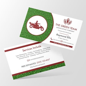 EDITABLE Business Card, Lawn Care Business Card, Landscaping, Yard Work, Lawn Service, Grass Cutting, DIY Printable, Template, Corjl