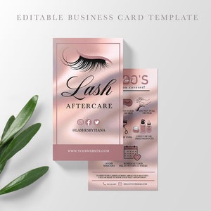 EDITABLE Lash Extension Aftercare Card, Eyelash Extensions, Eyelashes, Lash Care Card, Lash Instructions, Printable, Template, Corjl