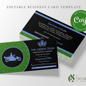EDITABLE Business Card, Lawn Care Business Card, Landscaping, Yard Work, Lawn Service, Grass Cutting, DIY Printable, Template, Corjl