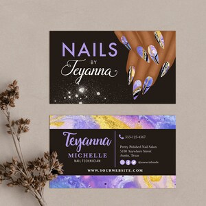 EDITABLE Business Card, Nail Artist Business Card, Beauty Business, Nail Salon, Nail Tech, Printable, Template, Corjl