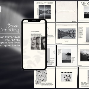 100 Minimalist Instagram Template, Editable on Canva, Stories Template, Minimal Instagram Post Template, Instagram boutique, Coach